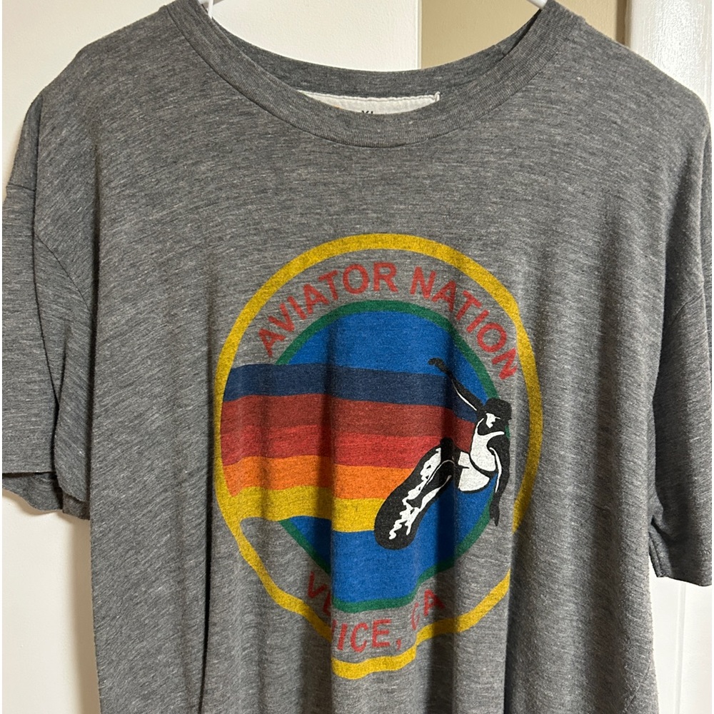 Aviator Nation Stitched Venice Beach Crew Neck T Shirt Sz XL EUC